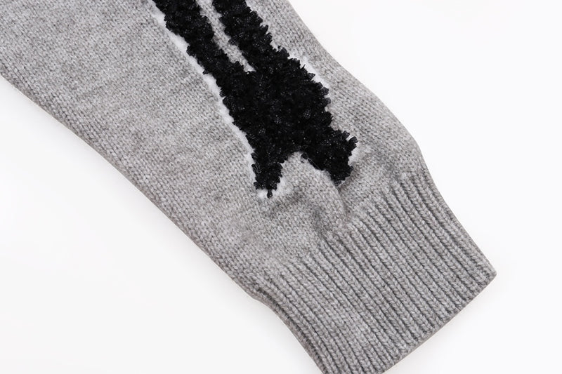 AMRI Grey Core Knitted Sweater Hoodie