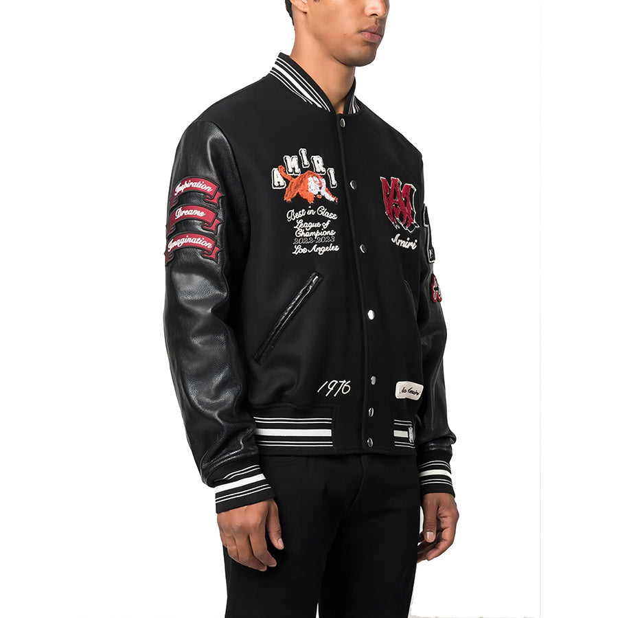 AMRI Varsity Vintage Patch Bomber Jacket