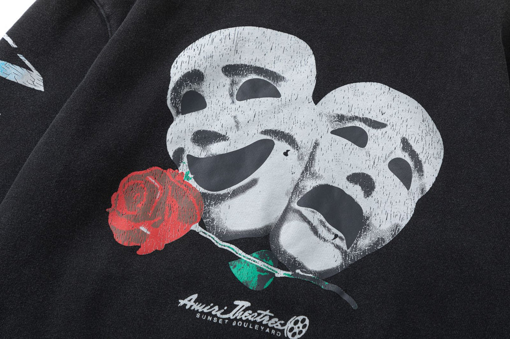 AMRI Theater Masks Print Cotton Hoodie