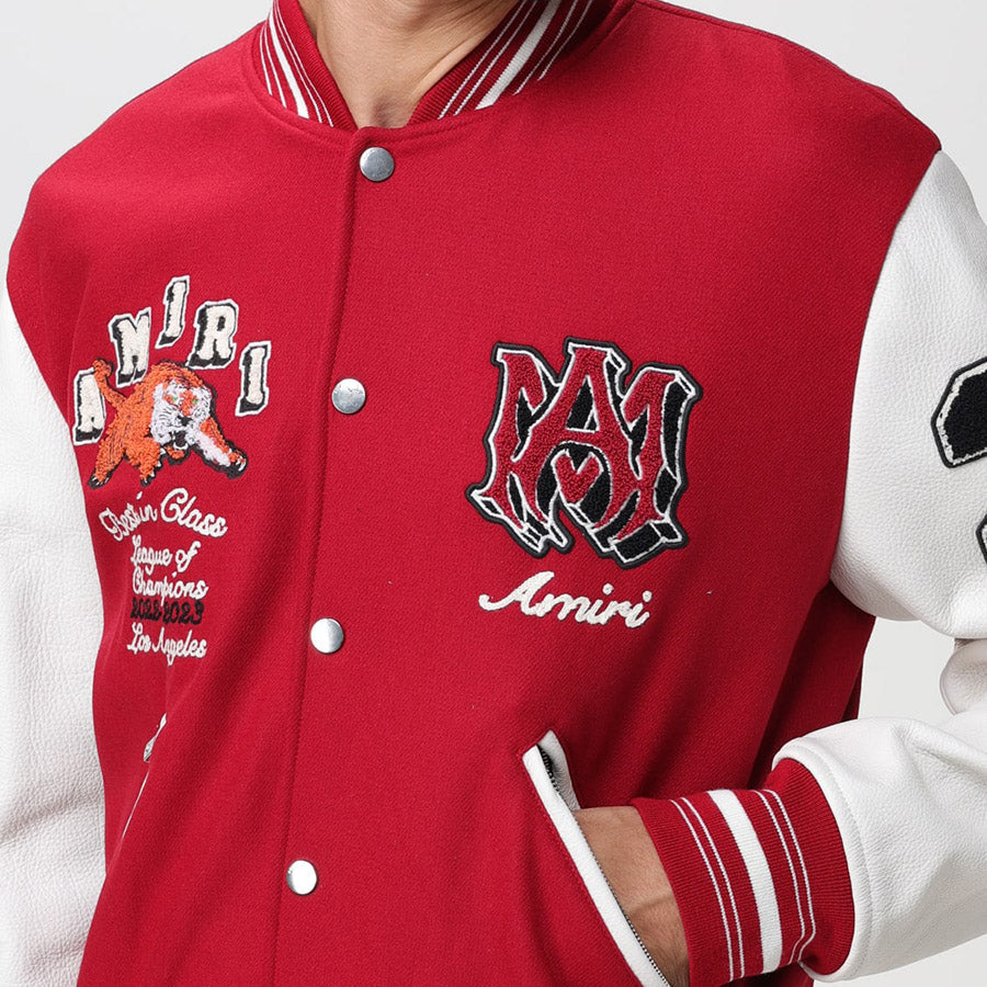 AMRI Varsity Vintage Patch Bomber Jacket