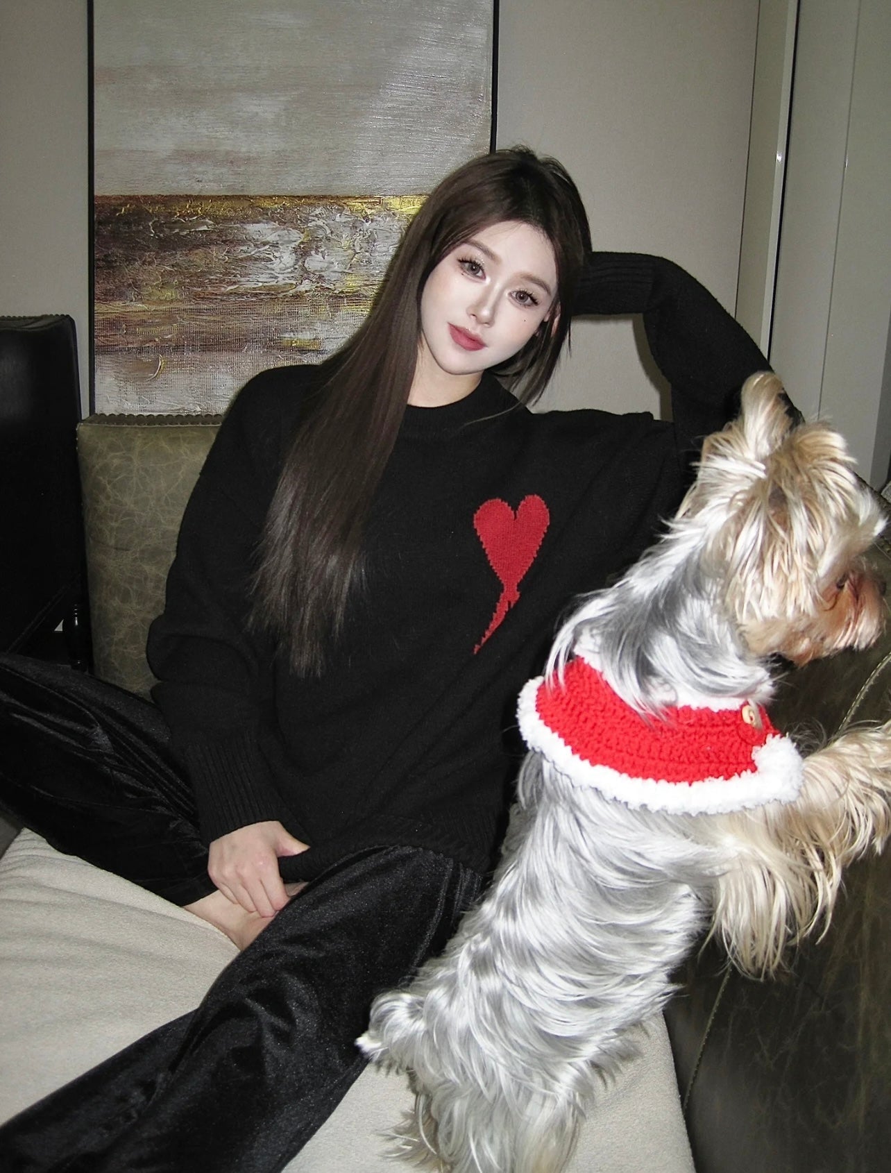 AMI Paris Heart Letter Knitted Sweater