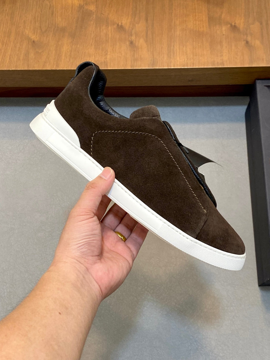 Ermenegildo Zegna Triple Stitch Deer Leather Sneakers