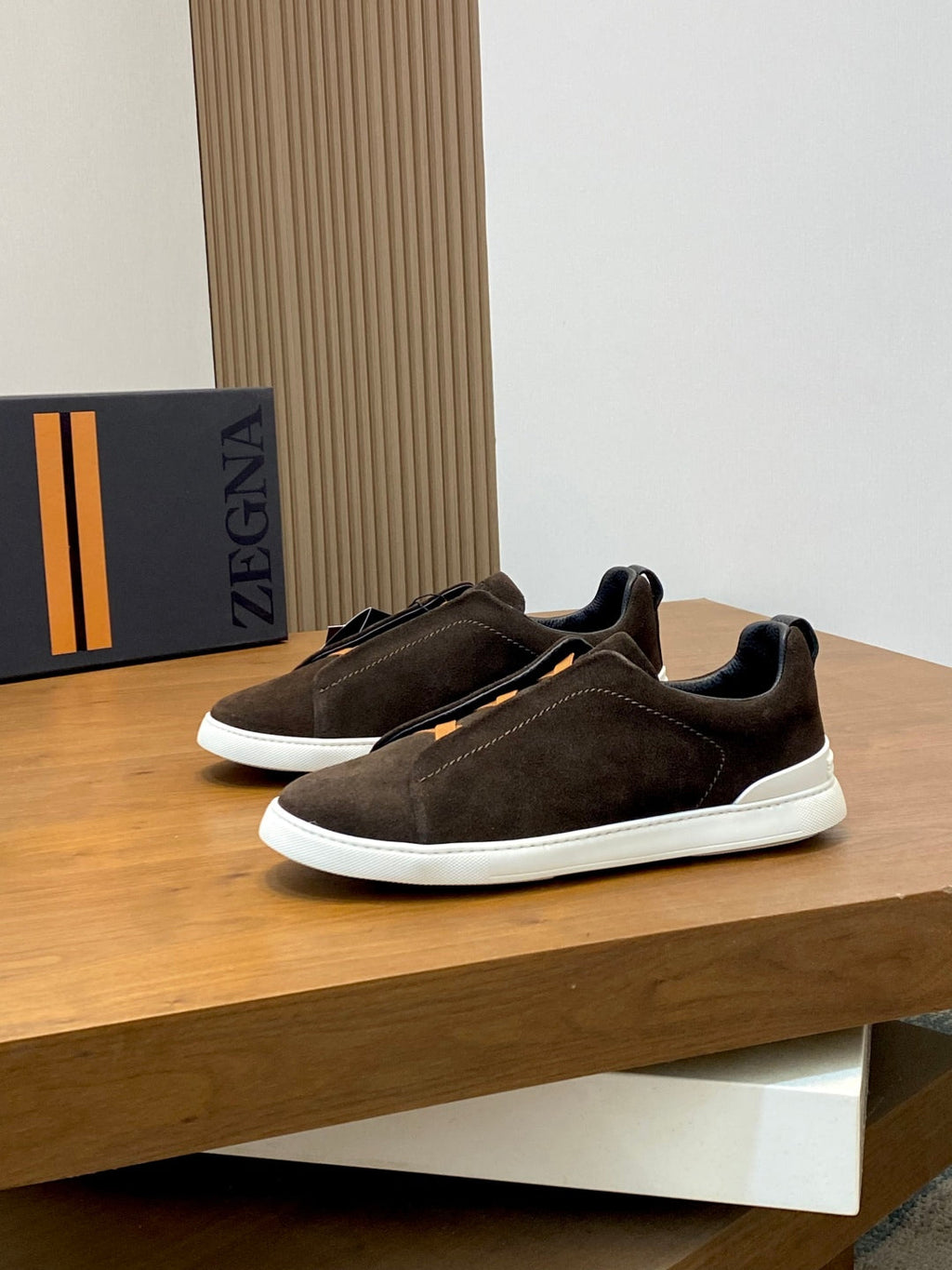 Ermenegildo Zegna Triple Stitch Deer Leather Sneakers