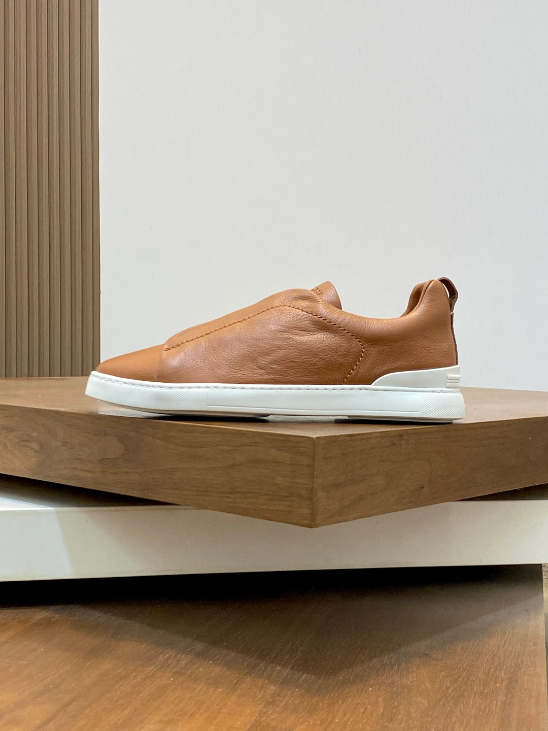 Ermenegildo Zegna Triple Stitch Deer Leather Sneakers