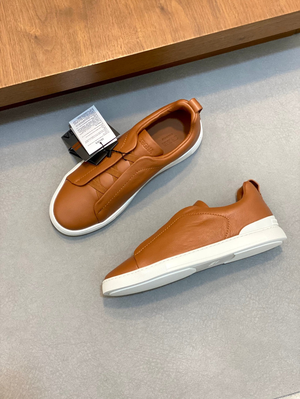 Ermenegildo Zegna Triple Stitch Deer Leather Sneakers