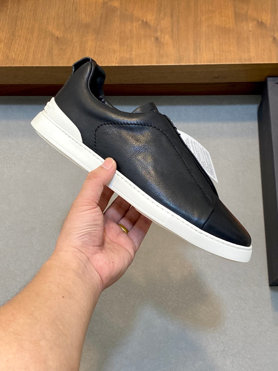 Ermenegildo Zegna Triple Stitch Deer Leather Sneakers
