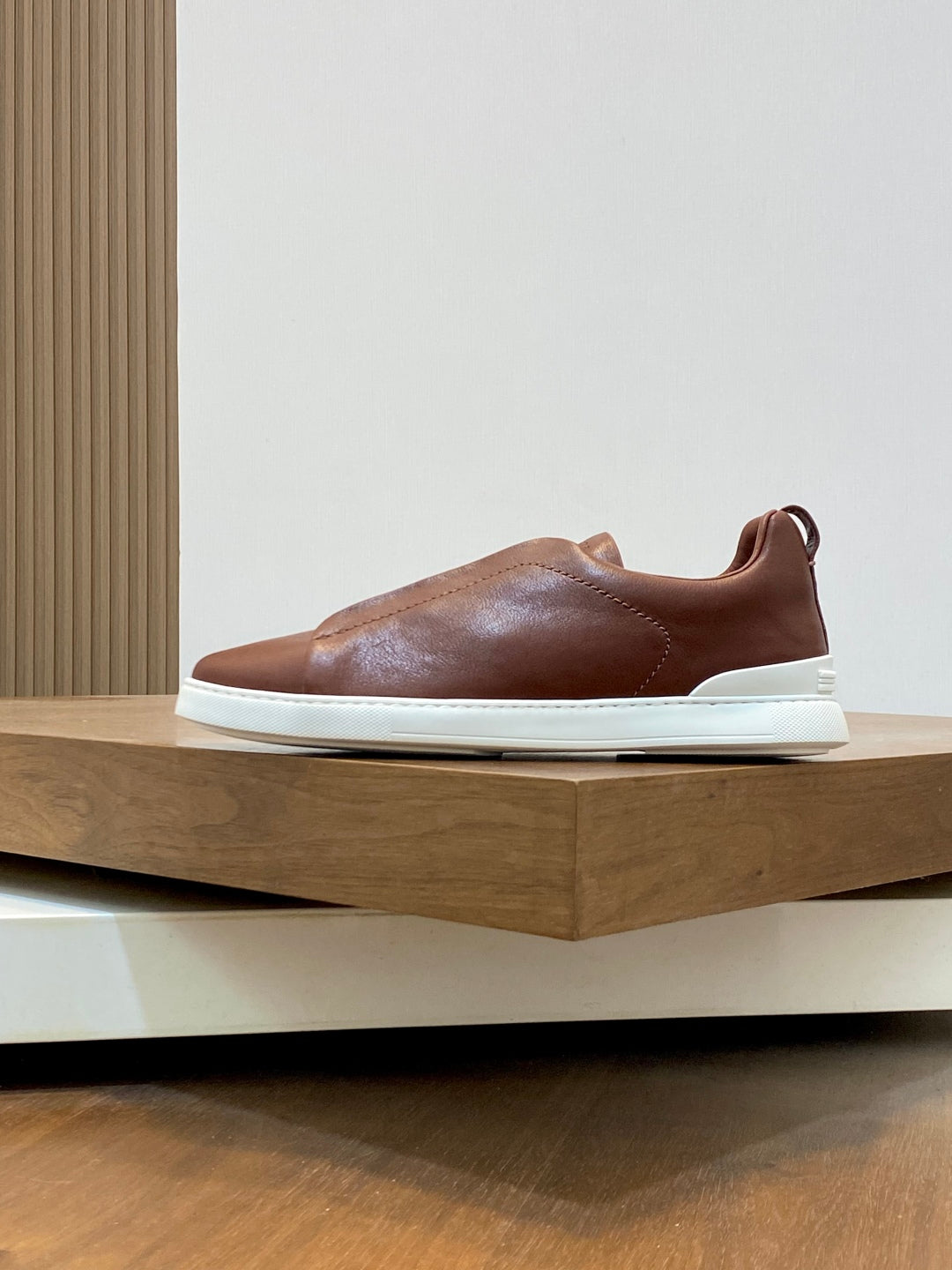 Ermenegildo Zegna Triple Stitch Deer Leather Sneakers