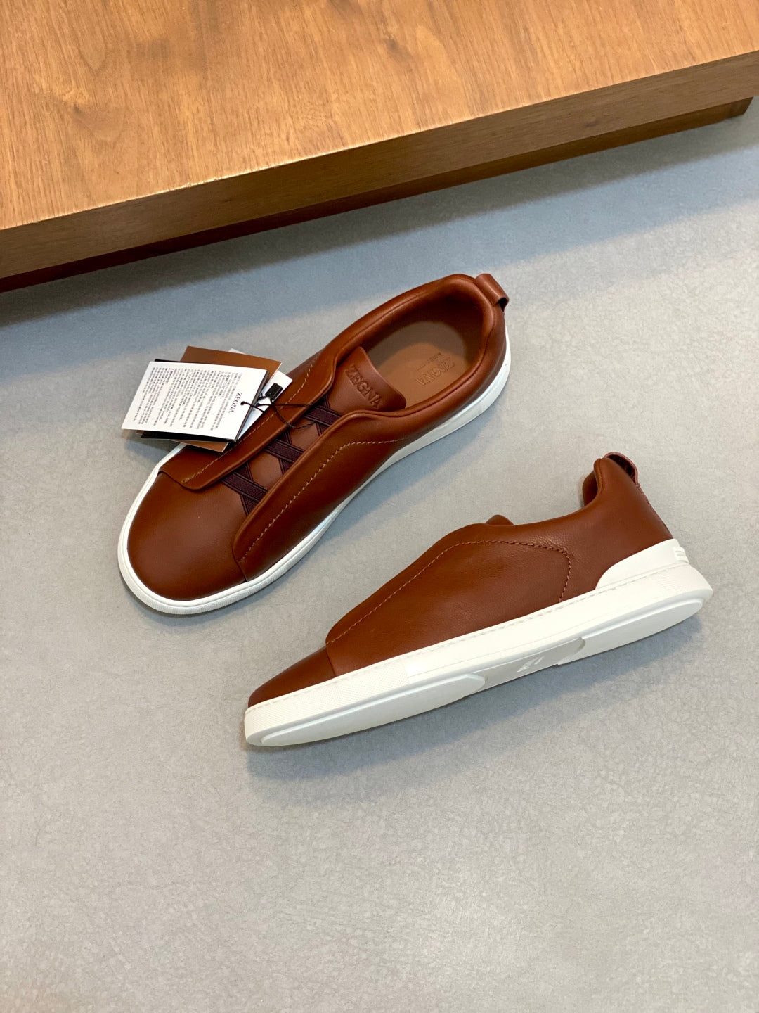 Ermenegildo Zegna Triple Stitch Deer Leather Sneakers
