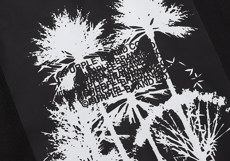 Purple Brand Coconut Tree Pattern Print T-Shirt