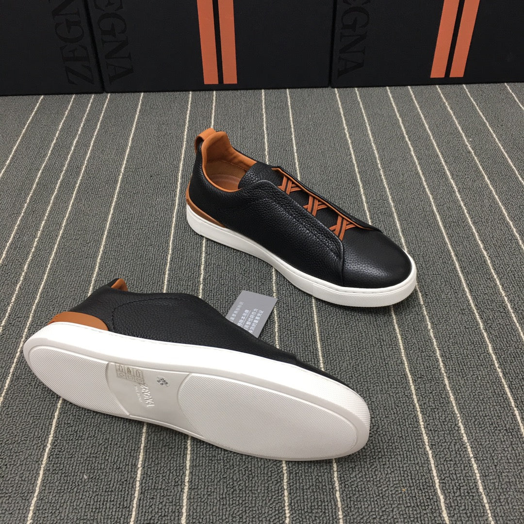 Ermenegildo Zegna Triple Stitch Low-Top Deer Leather Sneakers