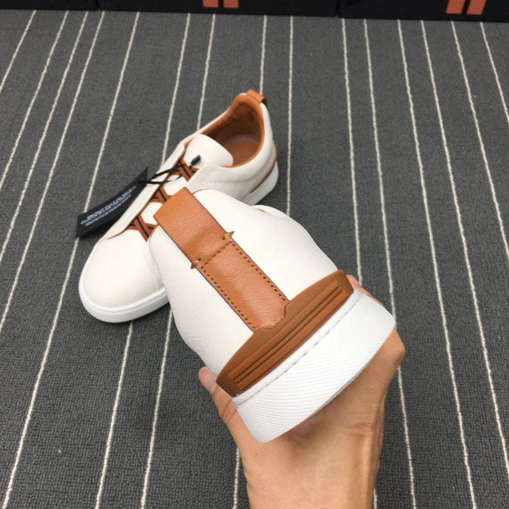 Ermenegildo Zegna Triple Stitch Low-Top Deer Leather Sneakers