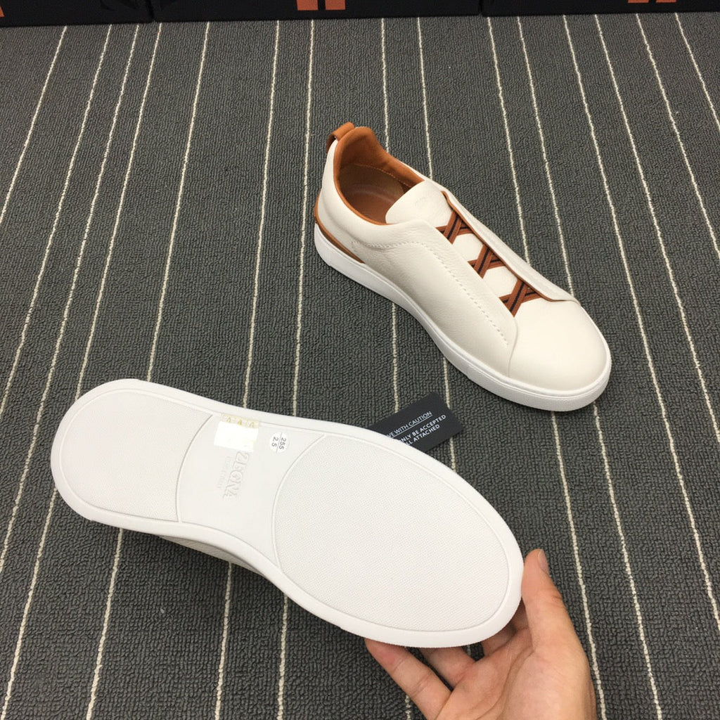 Ermenegildo Zegna Triple Stitch Low-Top Deer Leather Sneakers