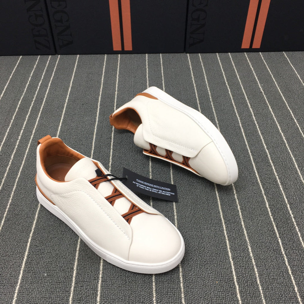 Ermenegildo Zegna Triple Stitch Low-Top Deer Leather Sneakers