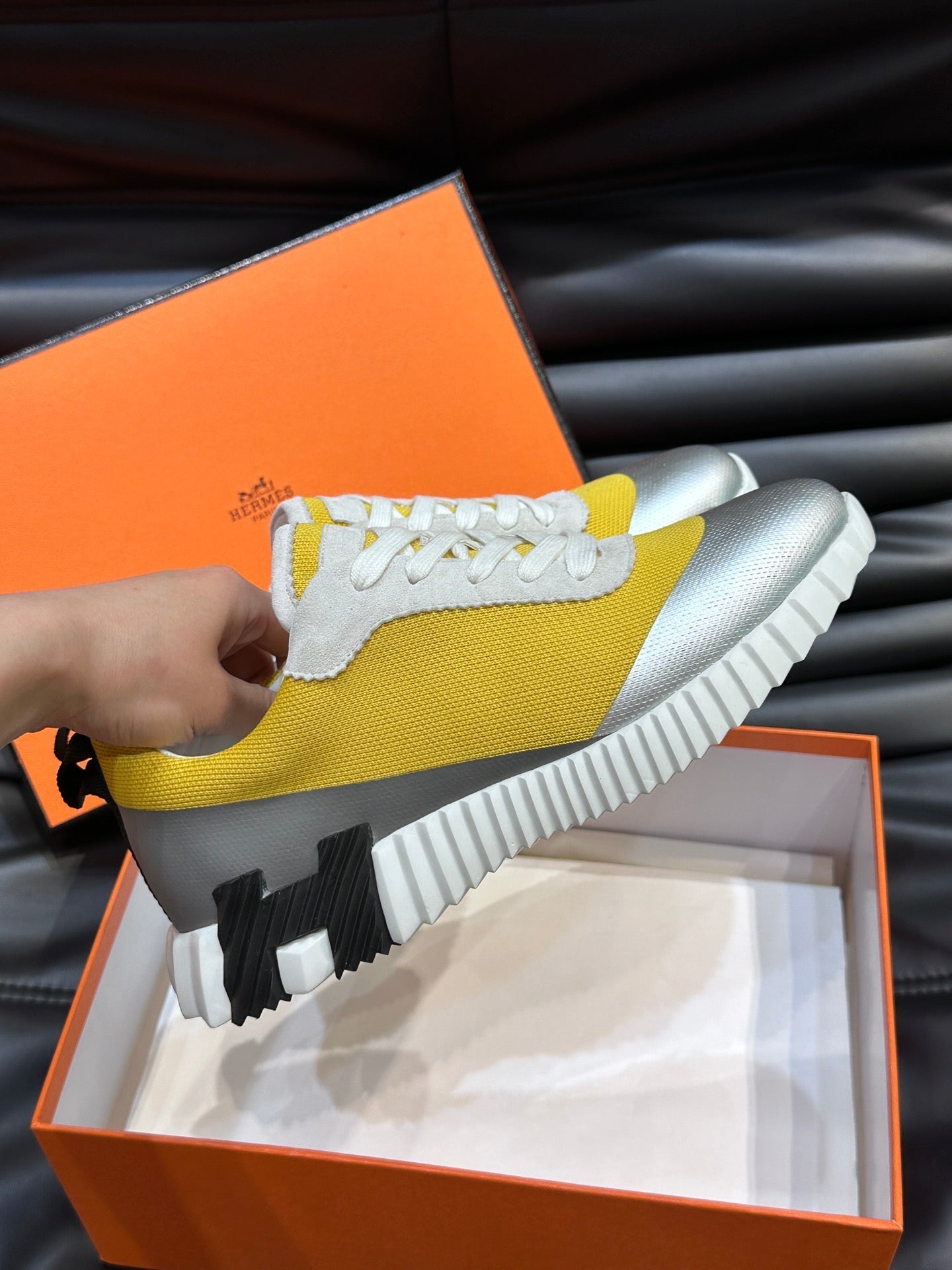 Hermès Bouncing Calfskin Mesh Sneakers