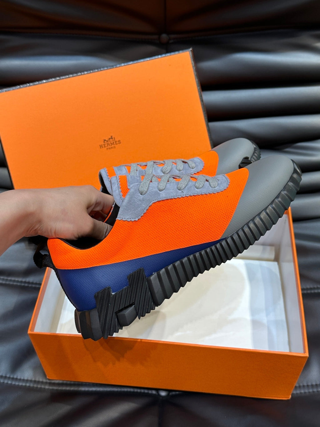 Hermès Bouncing Calfskin Mesh Sneakers