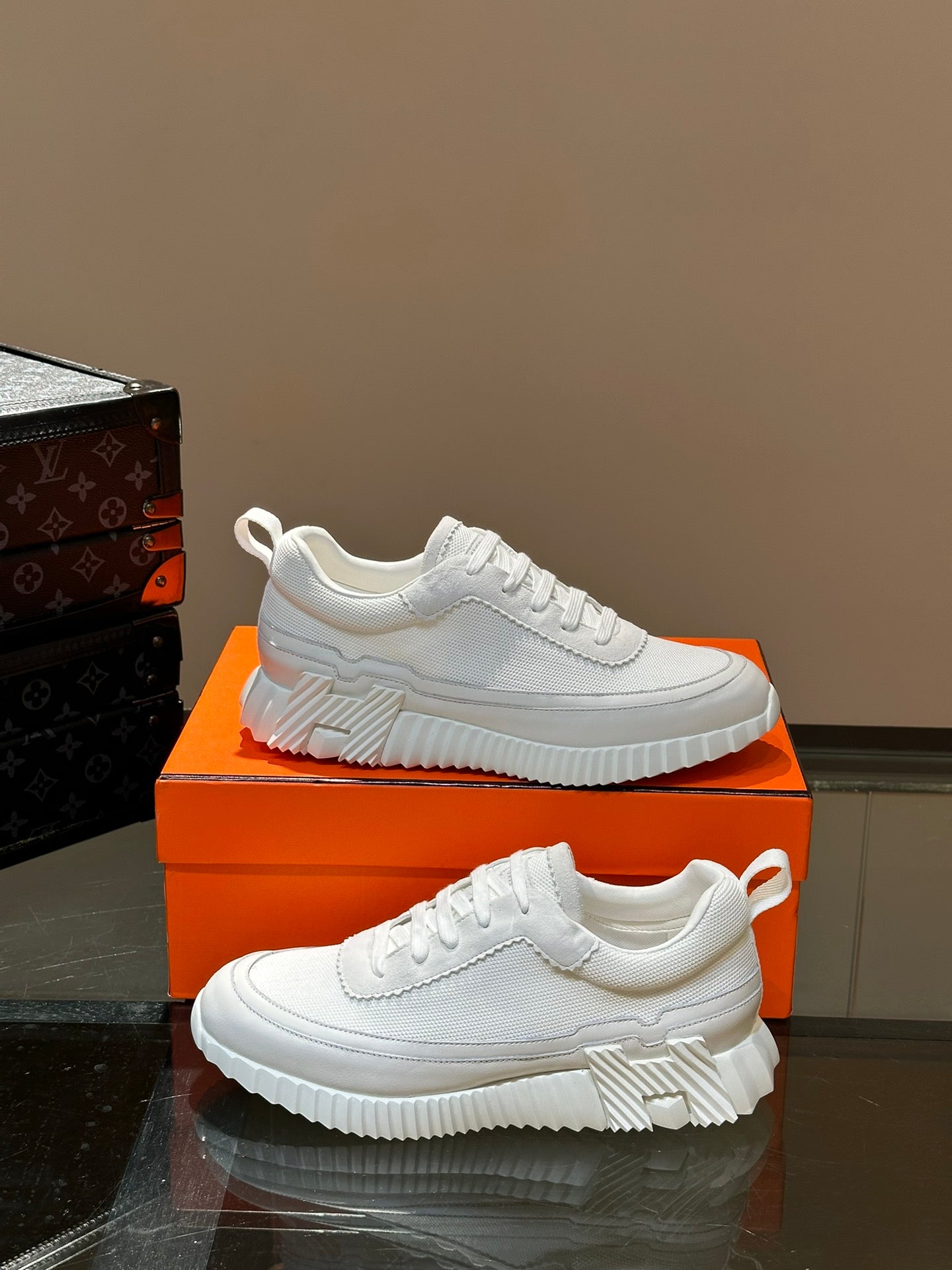 Hermès Bouncing Calfskin Mesh Sneakers