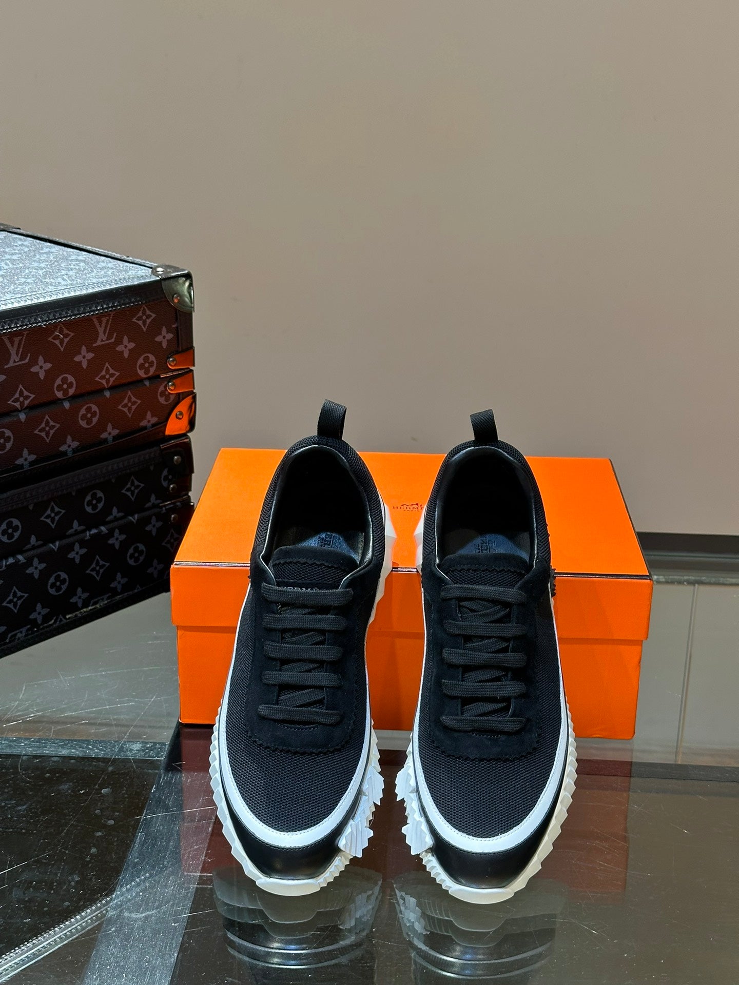 Hermès Bouncing Calfskin Mesh Sneakers