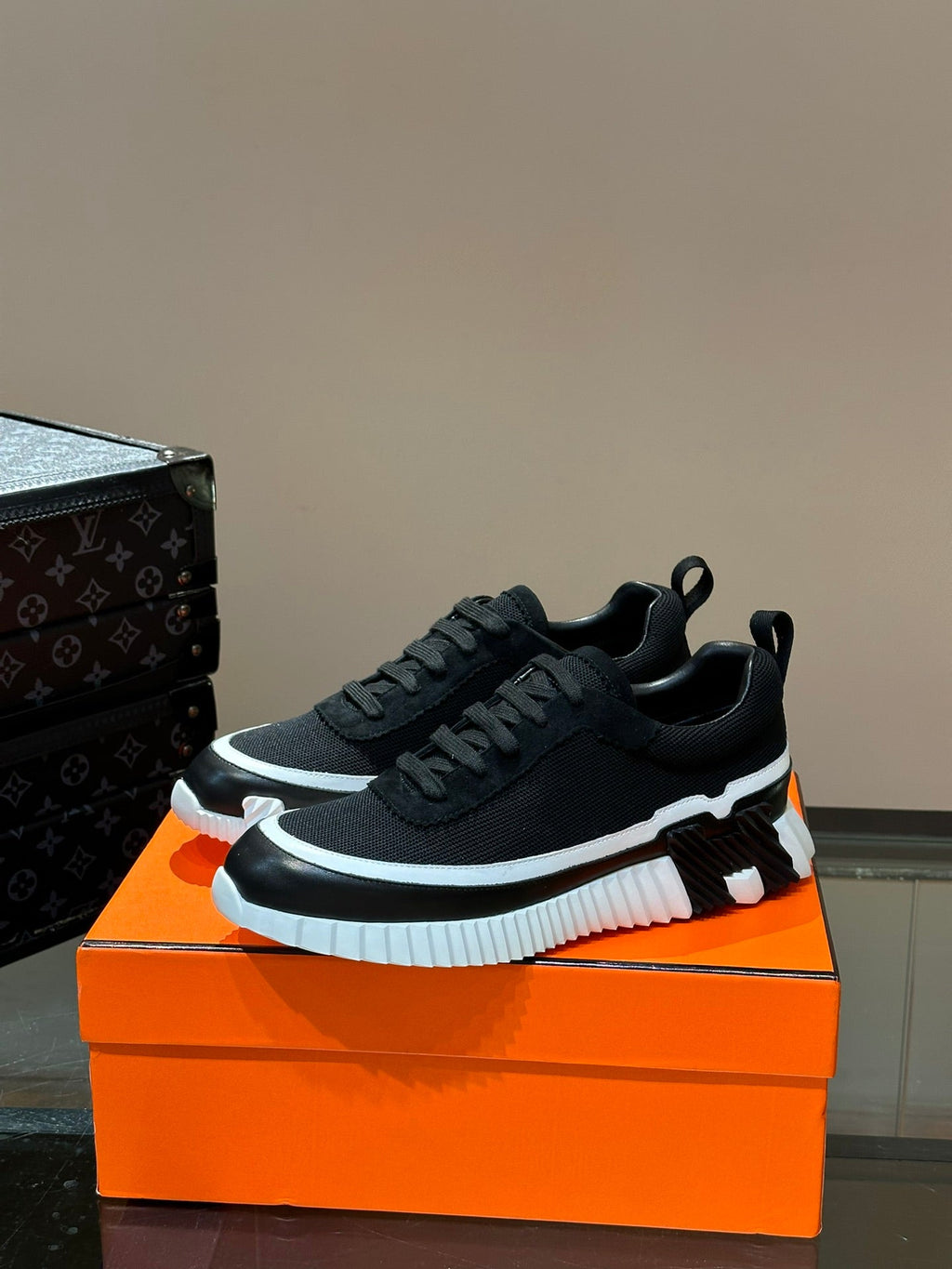 Hermès Bouncing Calfskin Mesh Sneakers