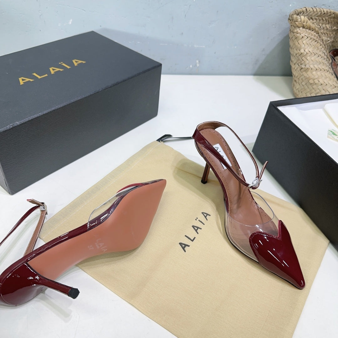 Alaïa Heart PVC Pointed Toe Slingback Mules – Spring/Summer Collection – 25SS