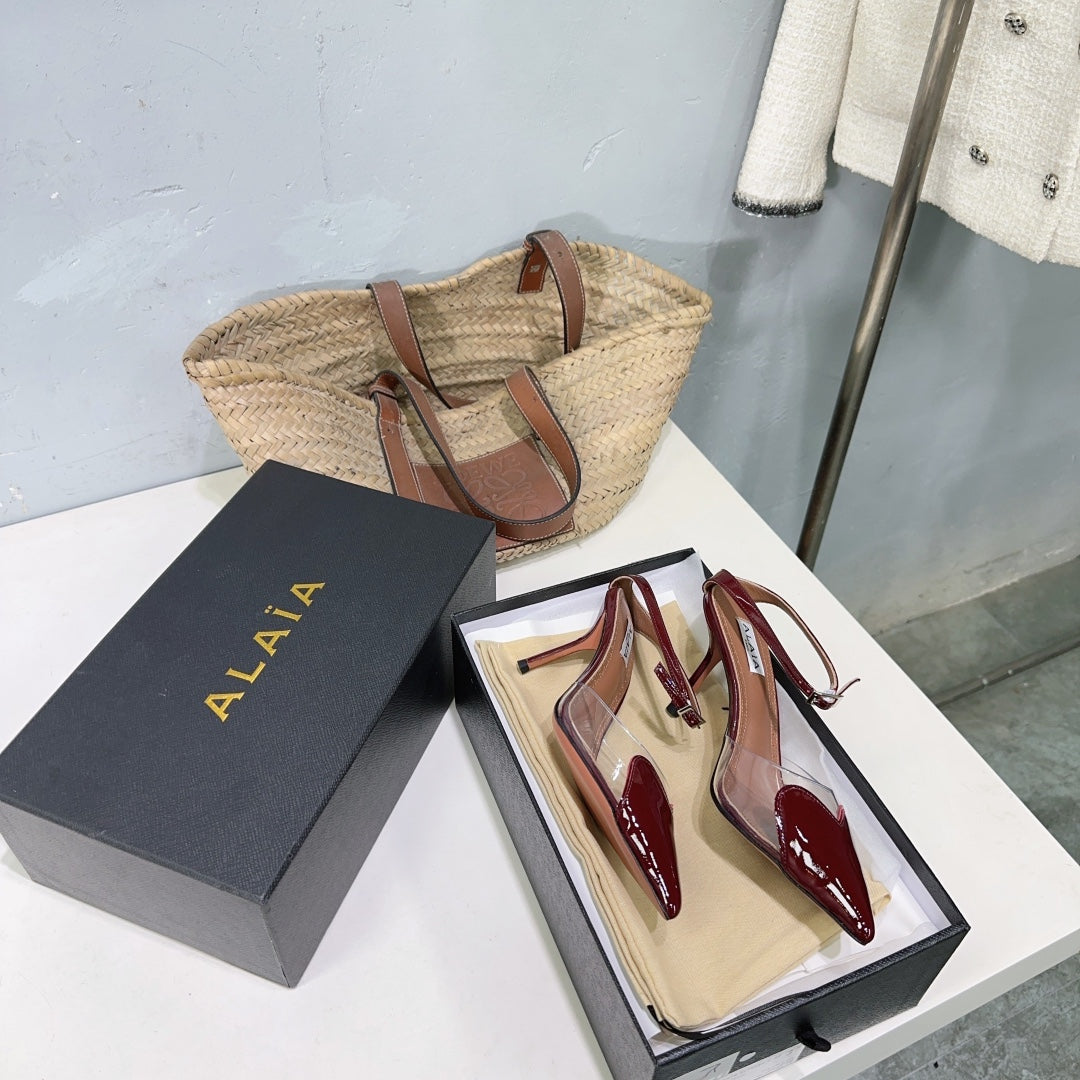 Alaïa Heart PVC Pointed Toe Slingback Mules – Spring/Summer Collection – 25SS