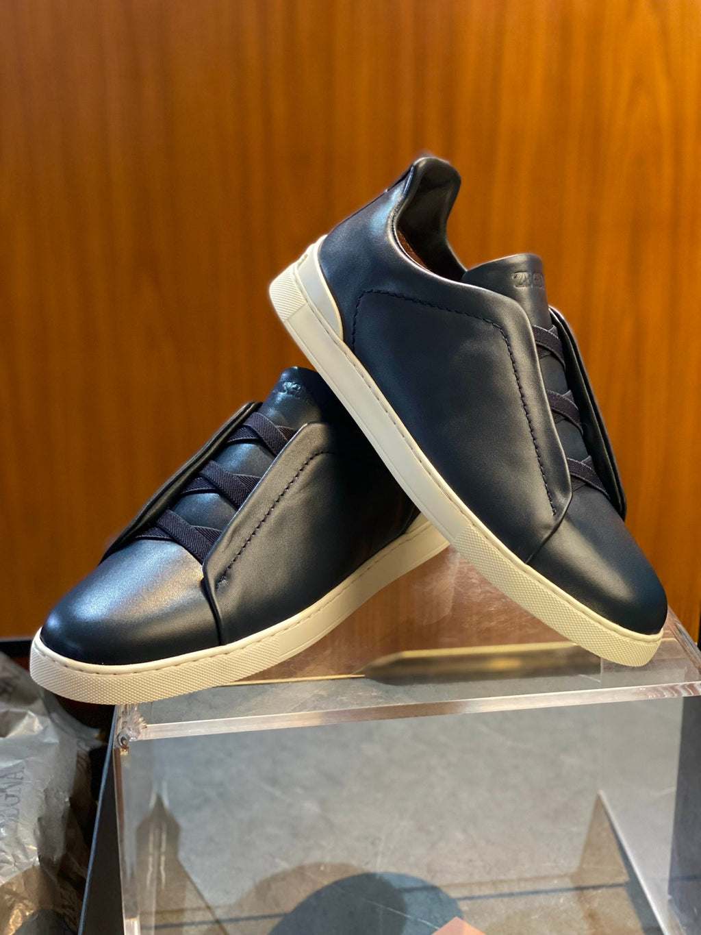 Zegna Triple Stitch Leather Sneakers