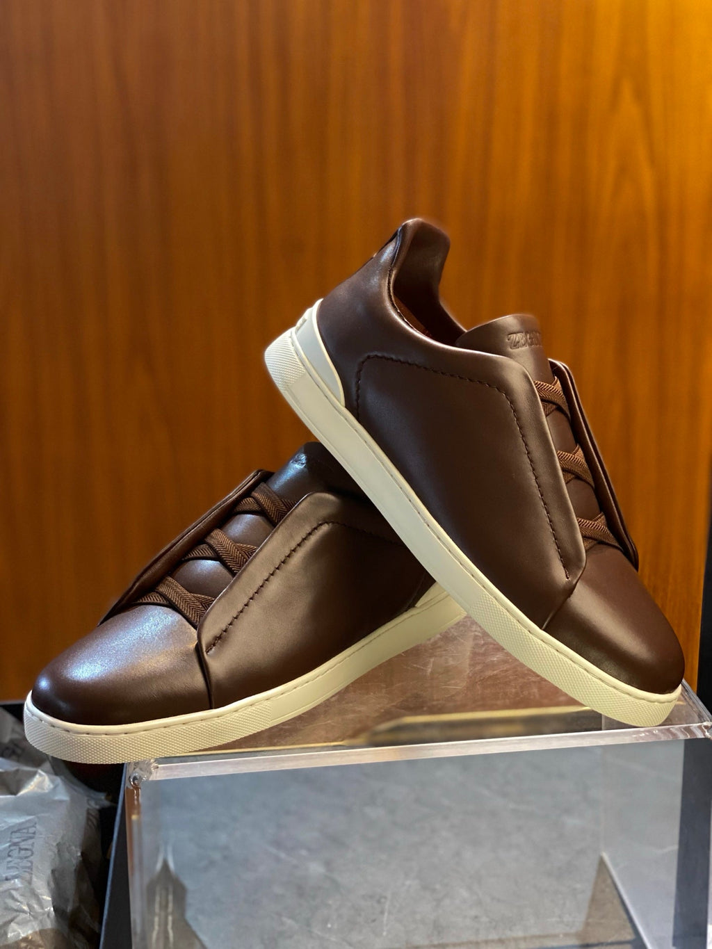 Zegna Triple Stitch Leather Sneakers