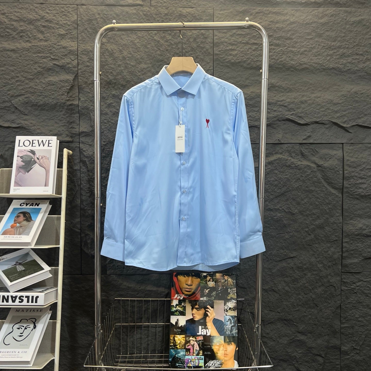 AMI Paris Classic Satin Shirt – 25FW