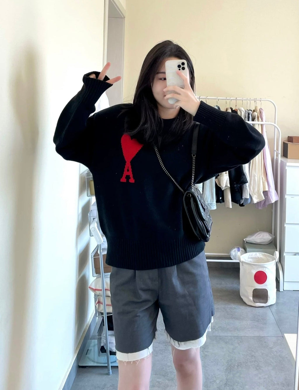 AMI Paris Heart Letter Knitted Sweater