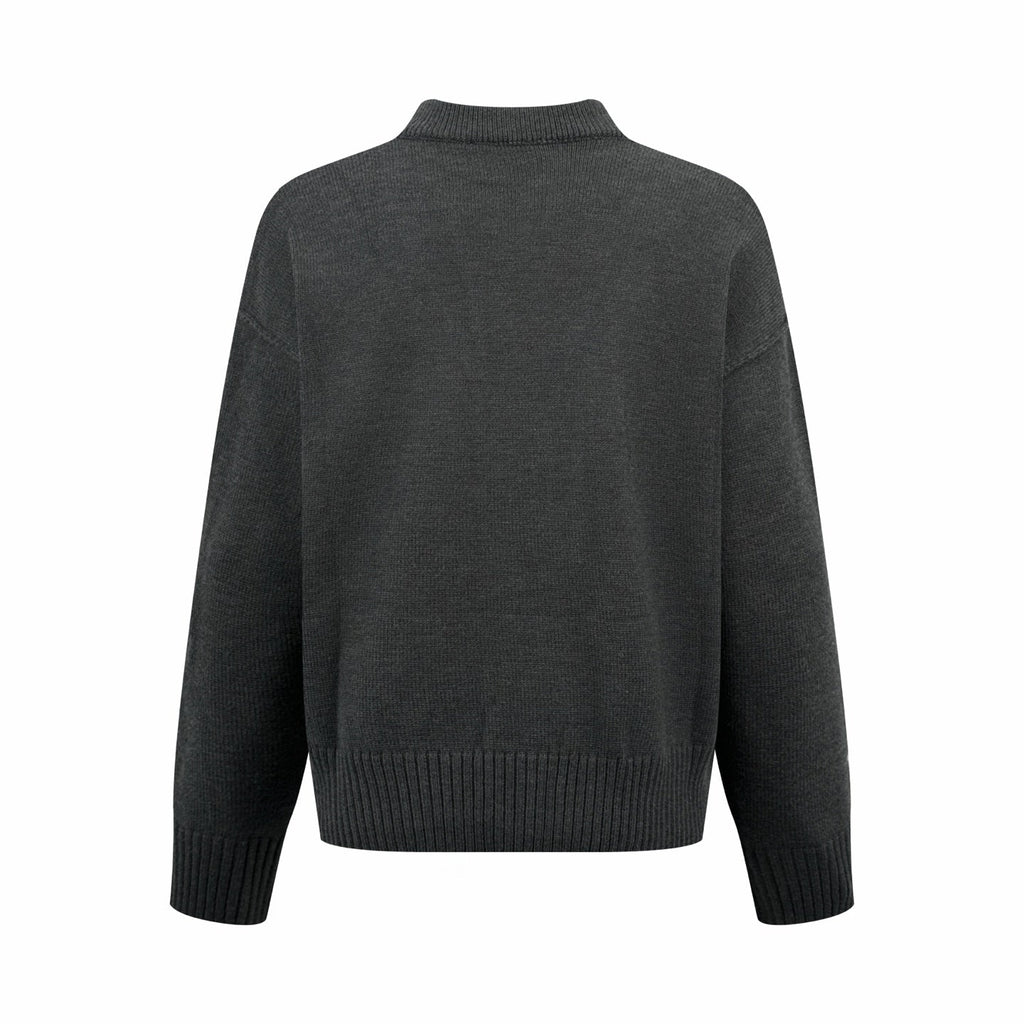 Ami Paris Heart Jacquard Merino Cardigan